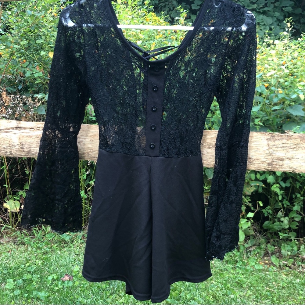 Black Floral Lace Romper